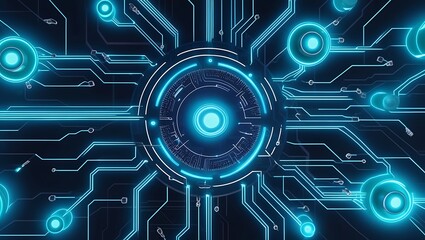 Telectronic circuit board with intricate patterns of lines, chips, and connections, representing modern technology and digital hardware in a tech-inspired design