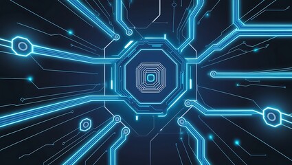 Telectronic circuit board with intricate patterns of lines, chips, and connections, representing modern technology and digital hardware in a tech-inspired design