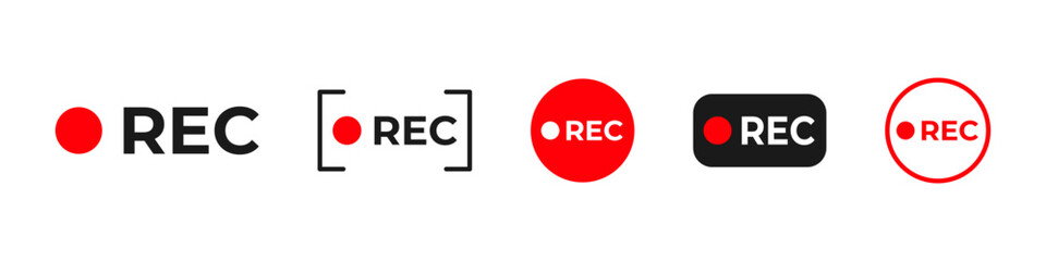 Recording icon. Recording sign, symbol. REC logo. Vector