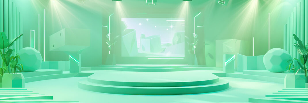 Mint Green Game Show Set for Refreshing and Fresh Shows