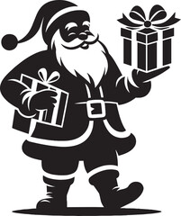 Christmas Santa claus with gift silhouette vector illustration isolated on a white background