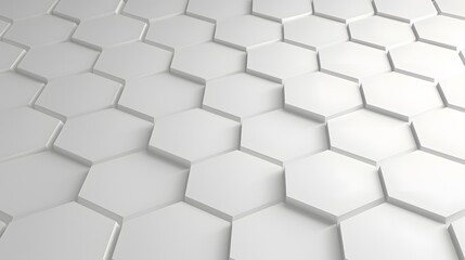 Abstract White Hexagon Tile Background 3D Render