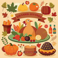 The image include a large roasted turkey at the center,