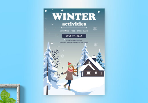 Snow Winter Activities Event Invitation Flyer Template