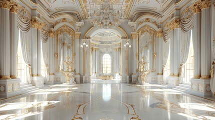 Fototapeta premium Elegant, opulent interior featuring ornate architecture and grand design elements.
