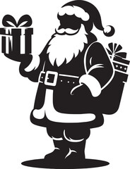 Christmas Santa claus with gift silhouette vector illustration isolated on a white background