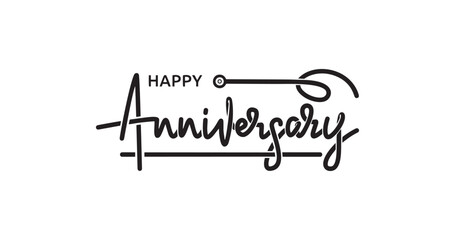 Happy Anniversary Text Vector Design: Elegant Handwritten Calligraphy Perfect for Celebrations, Romantic Messages, and Greeting Cards to Capture the Essence of Love and Togetherness