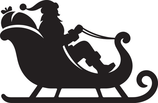 recommend clip art: Christmas Santa claus with gift silhouette vector illustration isolated on a white background