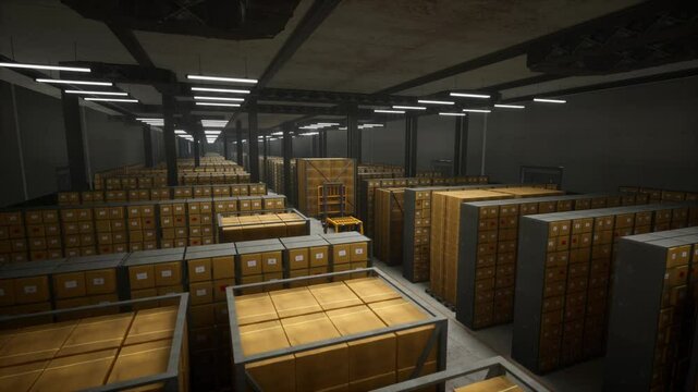 Workers Drive Forklifts And Move Products To Be Stored In Warehouses