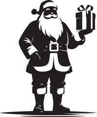 Christmas Santa claus with gift silhouette vector illustration isolated on a white background