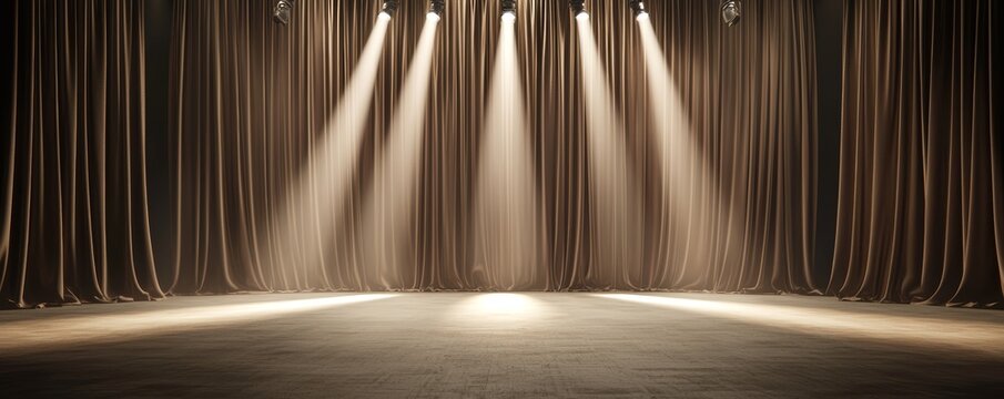 Vaudeville Theater Setting, A retro vaudeville theater stage with elaborate drapes and spotlights, giving a sense of historic performance grandeur.