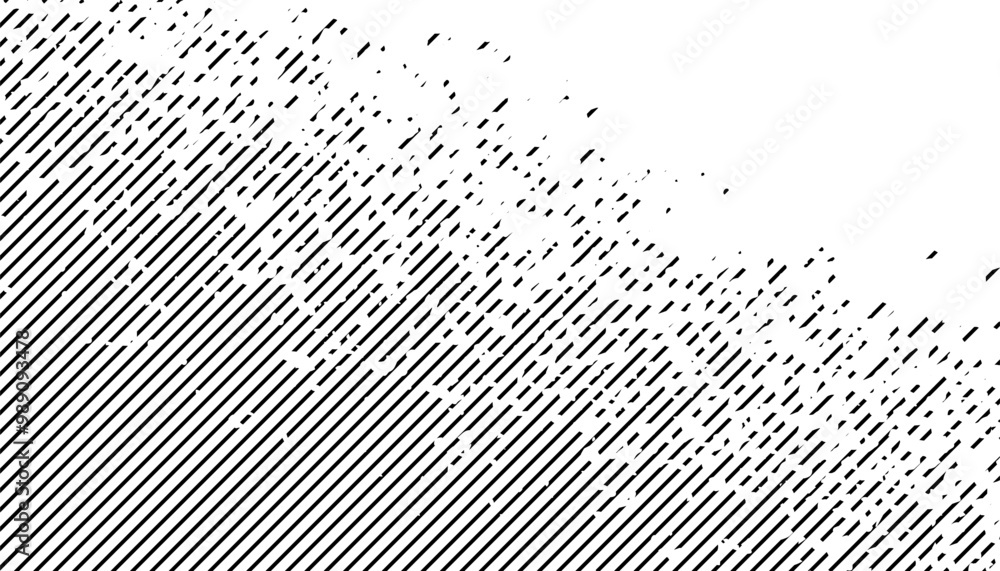 Poster black and white diagonal transition pattern with grunge lines. disappear effect for background and j