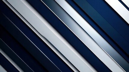 A sophisticated arrangement of diagonal lines in monochrome shades of blue and gray, characterized by varying shadows and depth, creating a sleek and elegant feel.