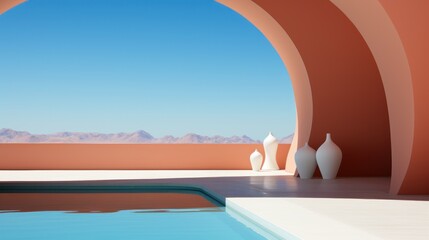 Modern Architecture with Pool and Desert View