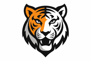 A Tiger head logo silhouette, simple vector art work illustration