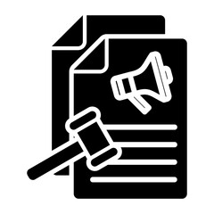 Marketing compliance icon with glyph style