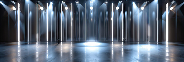 Silver Mirrored Panels Reflecting Light on Stage