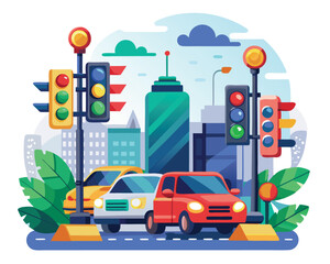 Traffic signal light vector illustration 