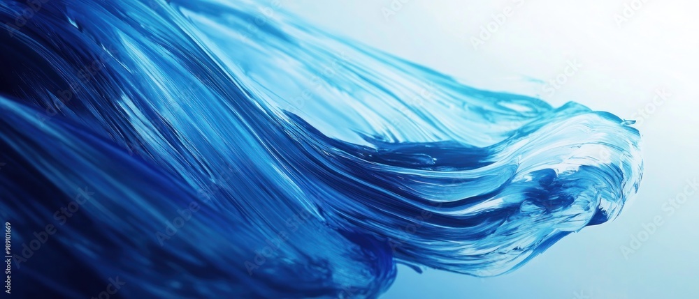 Poster abstract blue wave design with a smooth flowing texture.
