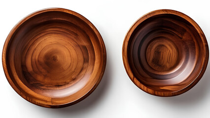 Wooden Tableware Collection – Flat Lay on White Background