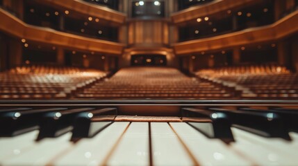 image of piano with orcester in concert hall 