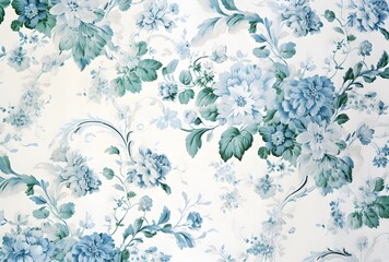 Vintage Blue Floral Wallpaper Pattern