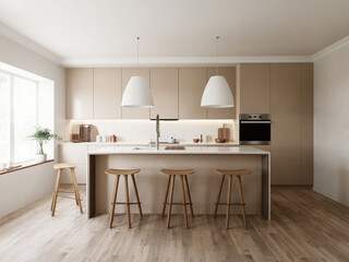 A Modern Minimalist Kitchen featuring Natural Elements for a Stylish and Functional Space