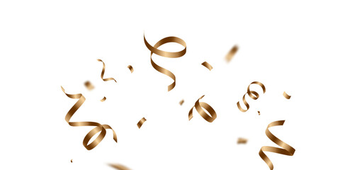 Celebration background with gold zigzag confetti falling, vector illustration
