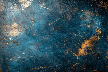 Abstract Blue and Gold Texture with Scratches and Specks