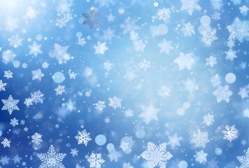 Fototapeta premium Falling Snowflakes Blue Winter Background