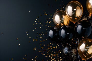 Elegant black and gold balloons