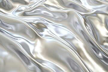 Abstract Close-Up of Flowing Silver Fabric