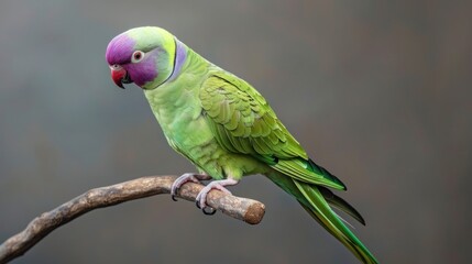 Green Parrot Perched on a Branch