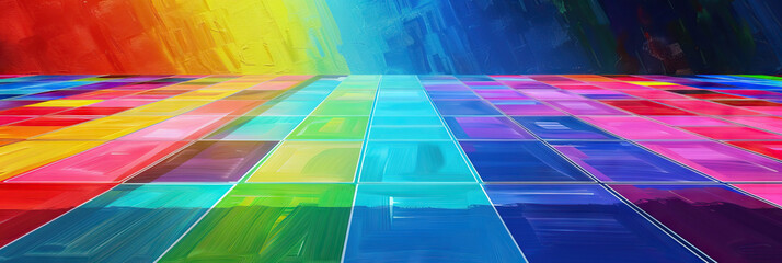 Vibrant Rainbow Game Board Painted on Stage