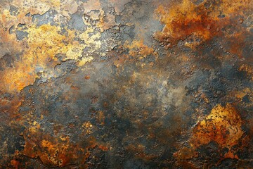 Abstract Texture of Rusted Metal with Patches of Gold