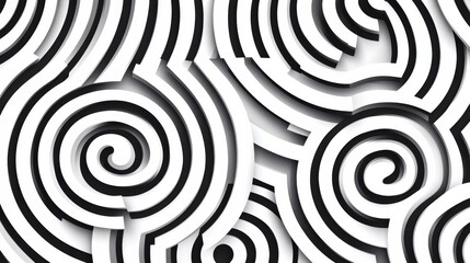 Experience a captivating blend of modern design elements featuring swirling black and white geometric shapes. This stylish composition enhances any contemporary decor.