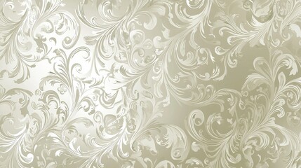 A beautifully detailed intricate design on shimmering silver wallpaper.