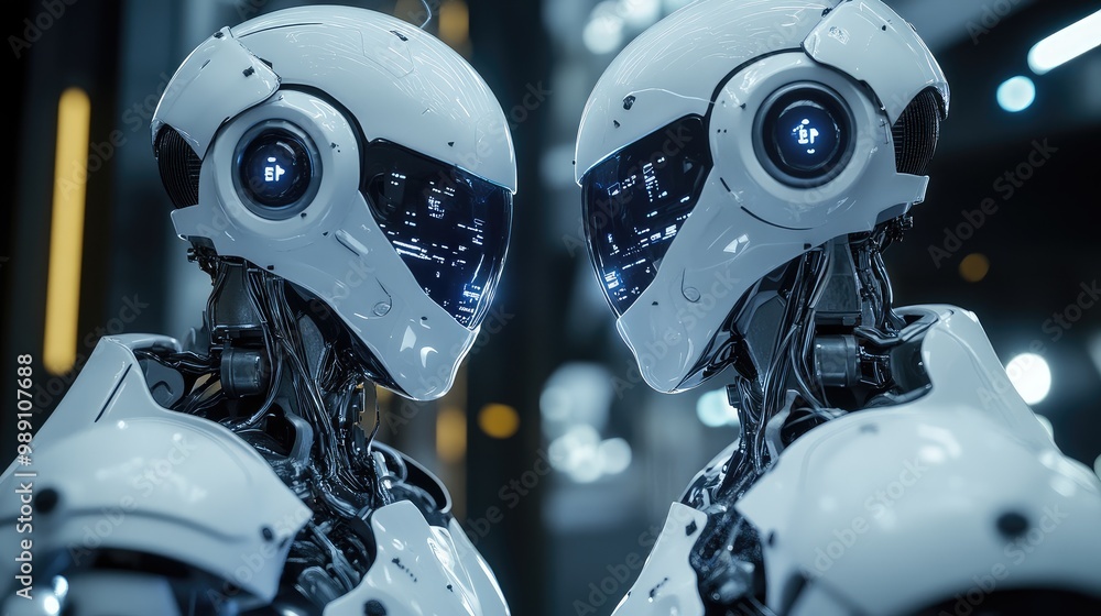 Poster robots managing human interaction through big data systems and ai-driven neural brain technology, em