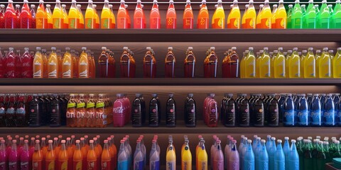 Soda shelf space optimization, Soft drink shelf signage, Beverage display ideas, Soda fridge shelf design
