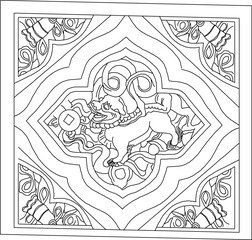 Sketch vector illustration silhouette design icon logo symbol engraving bground abstract classic vintage ethnic traditional