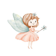  Watercolor illustrations of fairies, spring fairy, flower fairy, children's art, watercolor clipart, princess, magic wand, butterfly © WatercolorDigitalArt