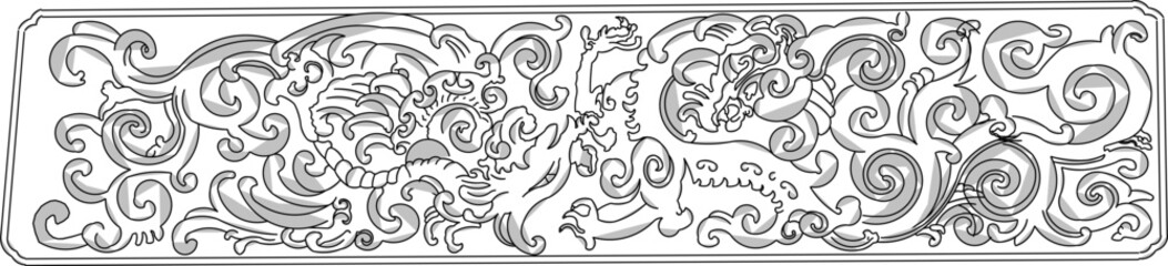 Sketch vector illustration silhouette design decoration ornament icon logo symbol engraving abstract classic vintage ethnic traditional chinese 