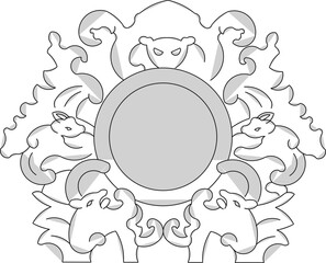 Sketch vector illustration silhouette design decoration ornament icon logo symbol engraving abstract classic vintage ethnic traditional chinese