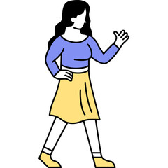 Woman character posing for photo vector icon