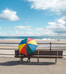 beach umbrella and chairs