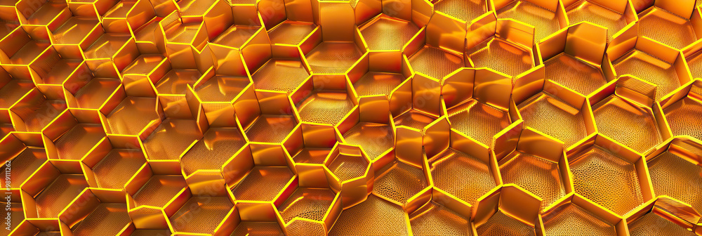 Poster golden honeycomb pattern for a mesmerizing backdrop effect