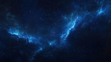 Obraz premium A deep space scene featuring a starry sky with vibrant blue nebulae.