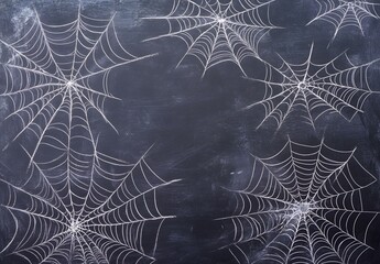 Obraz premium Chalkboard Background with Spider Webs Halloween Concept