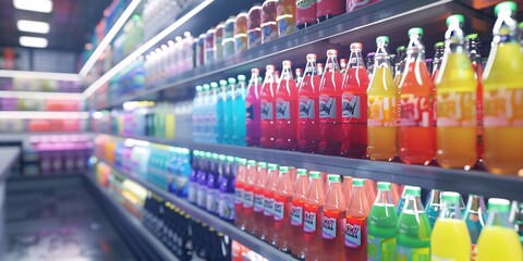Soda can arrangement ideas, Soft drink section design, Beverage display shelving systems, Soda fridge organization tips
