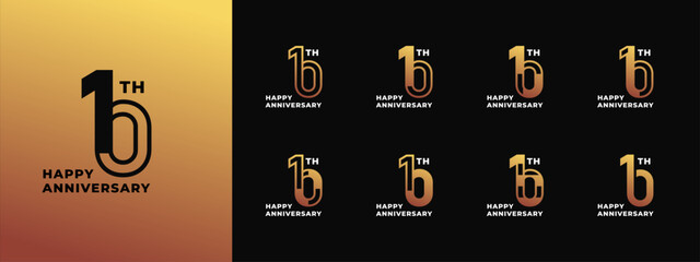 Logo 10th, 10th-90th, 10-90 years happy anniversary, Creative design template for celebration, birthday, greeting and invitation. Editable file © ahmadfaiz